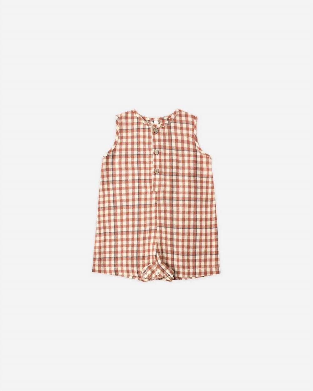 NEW RYLEE + CRU kid's maverick romper in poppy gingham